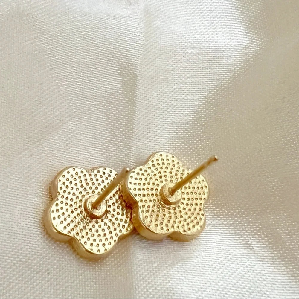 18K Gold Plated Blue clover Earrings stainless steel womens jewelry